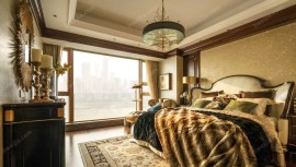 欧式奢华棕色系卧室装修效果图