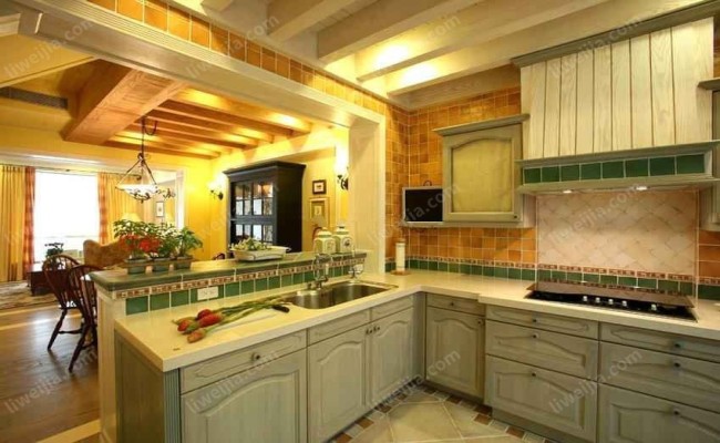 厨房复古砖装修效果图