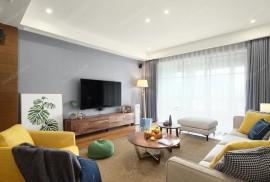 北欧风格黄色布艺沙发客厅装修效果图