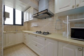 厨房白色橱柜石英石台面装修效果图