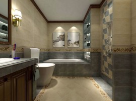 青灰色浴室卫生间瓷砖装修效果图