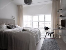 灰色不规则格纹卧室地毯装修效果图