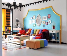 现代简约风格客厅个性沙发背景墙效果图