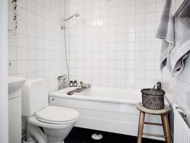 浴室复古简单方块白瓷砖装修效果图