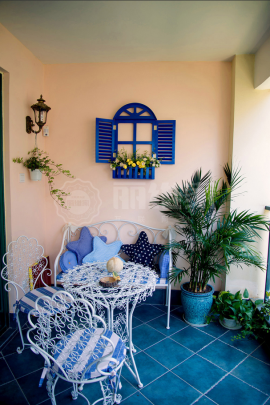 地中海风格蓝色调阳台装修效果图片