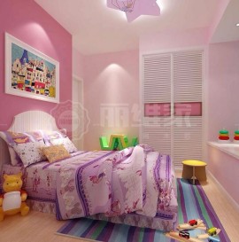 少女粉色系儿童房间儿童床效果图片