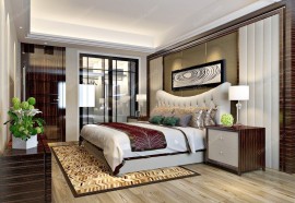 现代简约风格卧室黄色地毯装修效果图