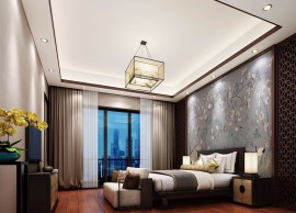 新中式风格卧室吊灯装修效果图