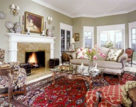欧式风格红色客厅大地毯装修效果图