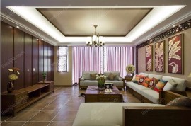 现代中式混搭客厅沙发装修效果图