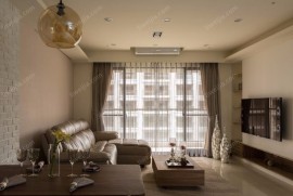 现代藕色客厅皮具沙发装修效果图