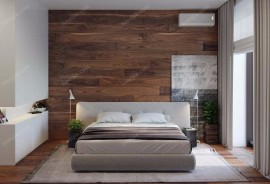 卧室实木地板上墙装修效果图