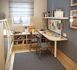 新中式风格公寓办公小书桌效果图